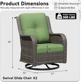 Swivel Rocker Patio Chairs Set of 2 - Outdoor Wicker Patio Furniture Set 2 Pieces with Thickened Olefin Cushions - Photo 2