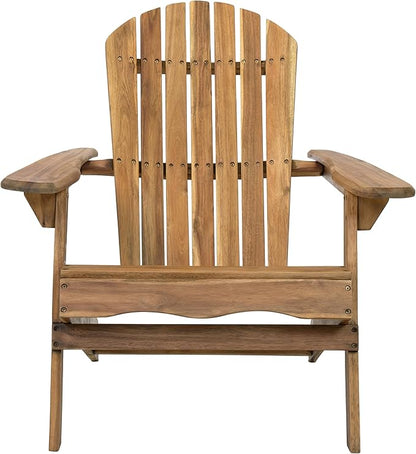 Outdoor Folding Adirondack Lounge Chairs,Acacia Wood Patio Chairs,Slatted Seat and Back,Wooden Handrail Lawn Chairs,Suitable for Lawn, Swimming Pool and Garden (Natural Stained)