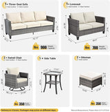 ovios Patio Furniture Set, 7 Pieces Outdoor Wicker Sofa Couch with Swivel Rocking Chairs Loveseat Comfy Cushions Rattan - Photo 7