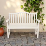 Shine Company Belfort Outdoor Solid Wood Patio Garden Bench, Ergonomic Seat, 22" D x 44.75" W x 36" H, Eggshell White - Photo 2