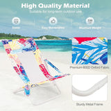GYMAX Beach Chair Set of 2, Folding Sling Chairs with Headrest, Cup Holder & Shoulder Strap - Photo 5