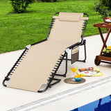 Giantex 2-Pack Lounge Chair Outdoor, Folding Tanning Chair with 4 Adjustable Positions, Removable Headrest, Footrest - Photo 8