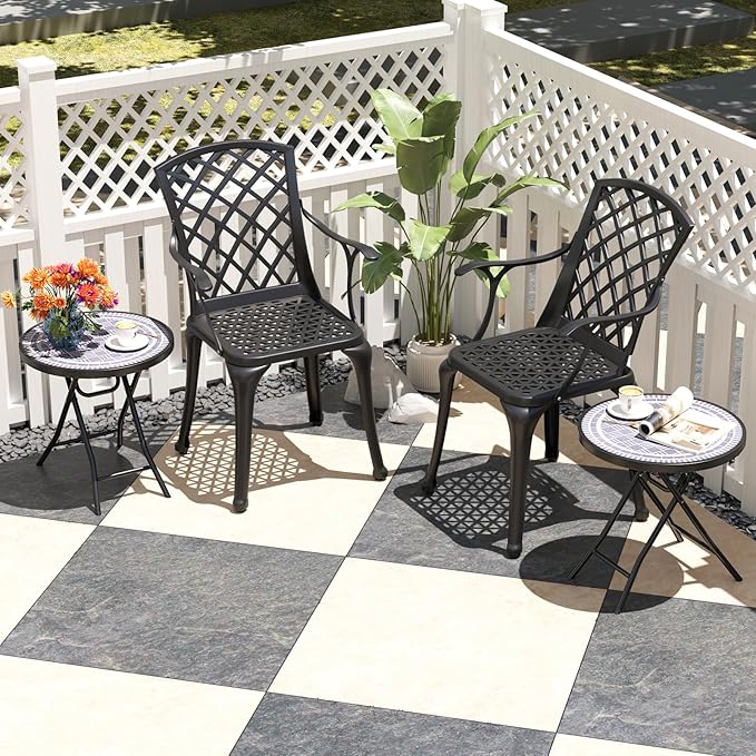 Tangkula Round Folding Side Table, 18 Inch Patio Coffee Table with Tempered Glass Tabletop and Metal Frame - Photo 2