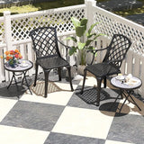 Tangkula Round Folding Side Table, 18 Inch Patio Coffee Table with Tempered Glass Tabletop and Metal Frame - Photo 3