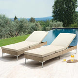 HOMREST Outdoor Chaise Lounge Chair Set of 4, Patio Wicker Lounge Chairs with Adjustable Backrest - Photo 2