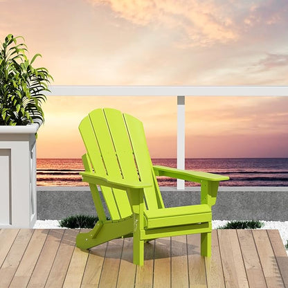 WO WESTIN OUTDOOR HDPE Laguna Outdoor Folding Poly Adirondack Chair, Lime