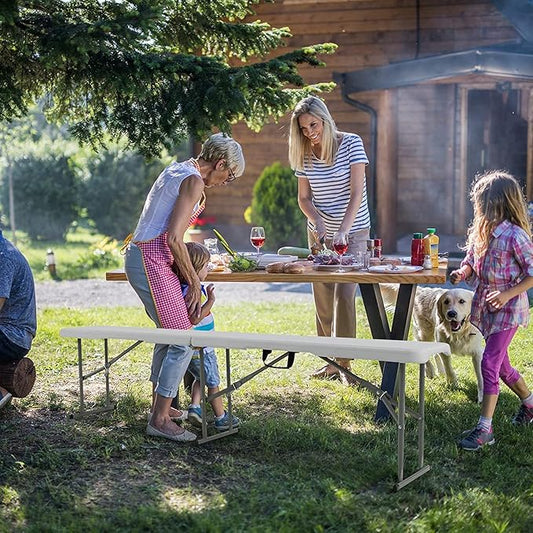S AFSTAR Plastic Folding Bench, Lightweight & Portable Outdoor Camping Picnic Bench with Handle and Lock, 550 LBS Load, 4-Person 6 Feet Folding Benches for Outside Indoor, No Assembly Required, White