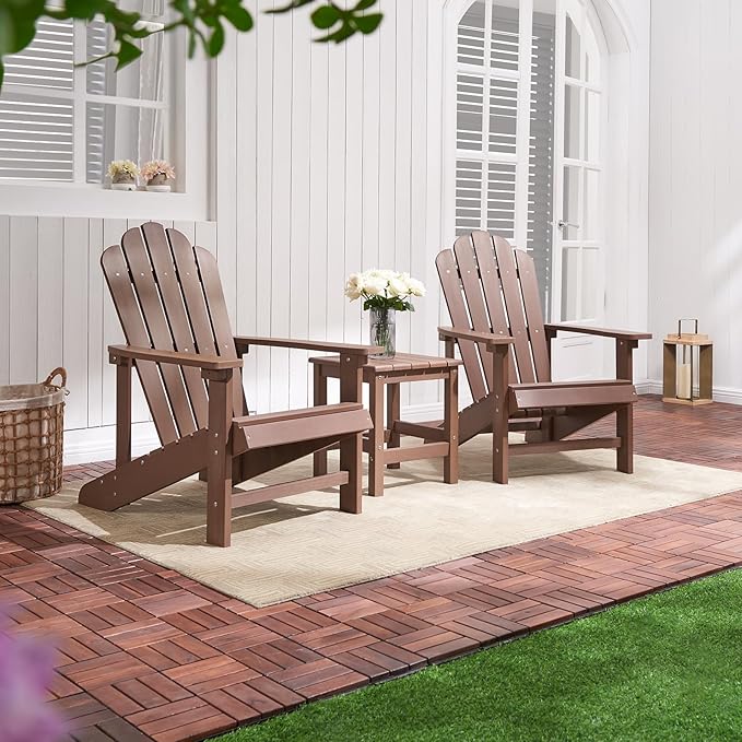 Adirondack Chairs Weather Resistant, Patio Firepit Chair, Sturdy Outside Chairs, Lawn Chairs, Easy Assembly 350lb, for Outdoor Patio Yard