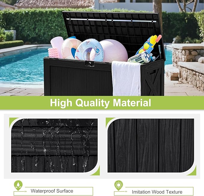 Greesum 120 Gallon Deck Box, Resin Outdoor Storage Container for Patio Furniture, Garden Tools, Pool Accessories - Photo 4