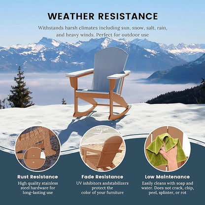 WO WESTIN OUTDOOR HDPE Laguna Outdoor Rocking Poly Adirondack Chair (Set of 2), Teak