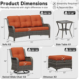 7 Piece Outdoor Wicker Patio Furniture Set, Outdoor Swivel Rocker Patio Chairs Set with Thickened Olefin Cushions - Photo 2