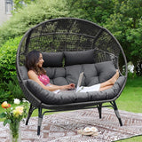 NICESOUL® Double Egg Chair Indoor Outdoor Stationary Oversized 6.5" Thick Padded Cushions - Photo 1