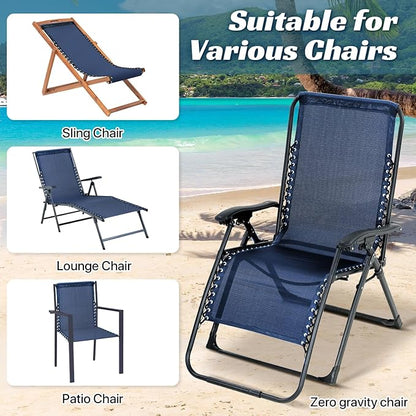 Ostlttyn Zero Gravity Chair Replacement Fabric with Bungee Cord Kit, 17 Inch Wide Repair Cloth with Replacement Cord for Anti Gravity Chairs Outdoor Recliner Patio Lounge Lawn Beach Sling Chair, Blue