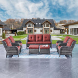 Rilyson Wicker Patio Furniture Chairs Set - 7 Piece Rattan Outdoor Sectional Conversation Sets with 1 Sofa - Photo 7