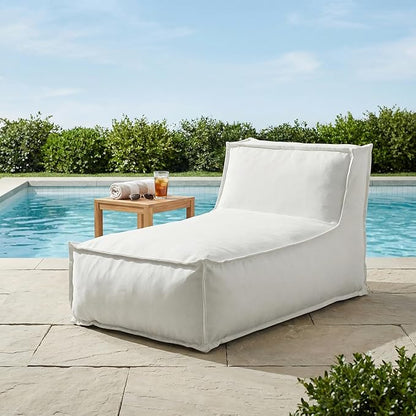 Merax Outdoor Bean Bag Lounge Chairs, 61" Outdoor Chaise Lounger Chair with Foam Filled, Cozy Outdoor Bean Bag Couch for Patio Pool Desk, Water-Resistant Fabric Sun Lounger Chair, Light Grey
