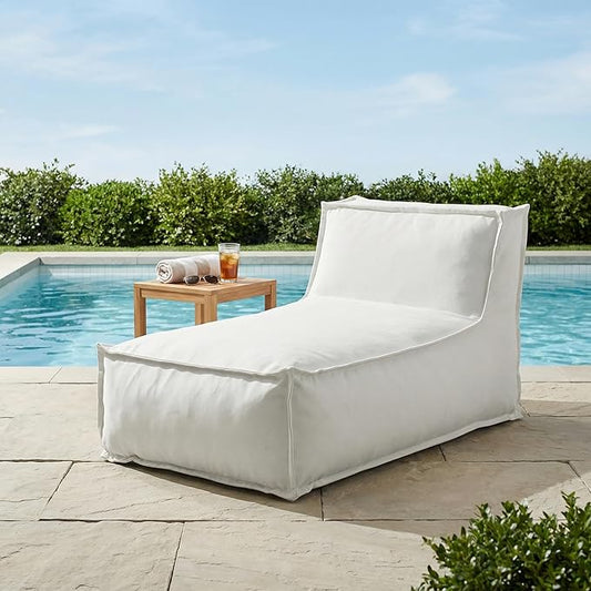 Merax Outdoor Bean Bag Lounge Chairs, 61" Outdoor Chaise Lounger Chair with Foam Filled, Cozy Outdoor Bean Bag Couch for Patio Pool Desk, Water-Resistant Fabric Sun Lounger Chair, Light Grey