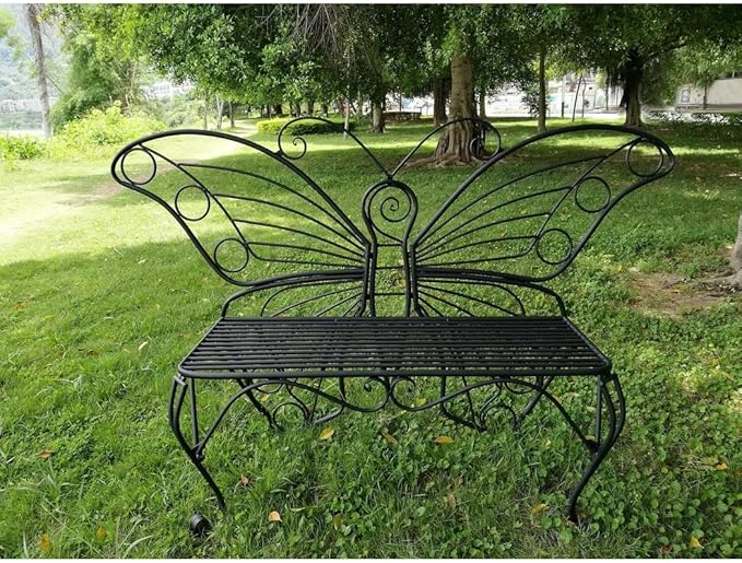 Unknown1 Antique Black Metal Butterfly Bench
