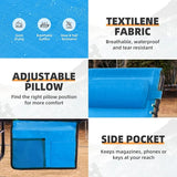 Patio Lounge Chair Folding Chaise Bed - Heavy-Duty 400lb Capacity Portable Adjustable Recliner w/Pillow for Pool - Photo 3