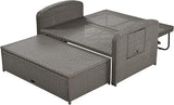Outdoor Rattan Double Chaise Lounge, 2-Person Reclining Sunbed with 3-Height Adjustable Back - Photo 9