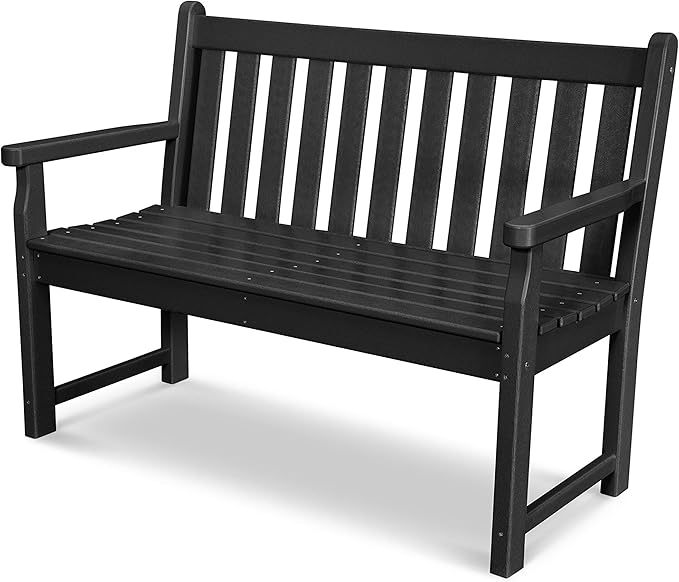 POLYWOOD TGB48BL Traditional Garden 48" Bench, Black