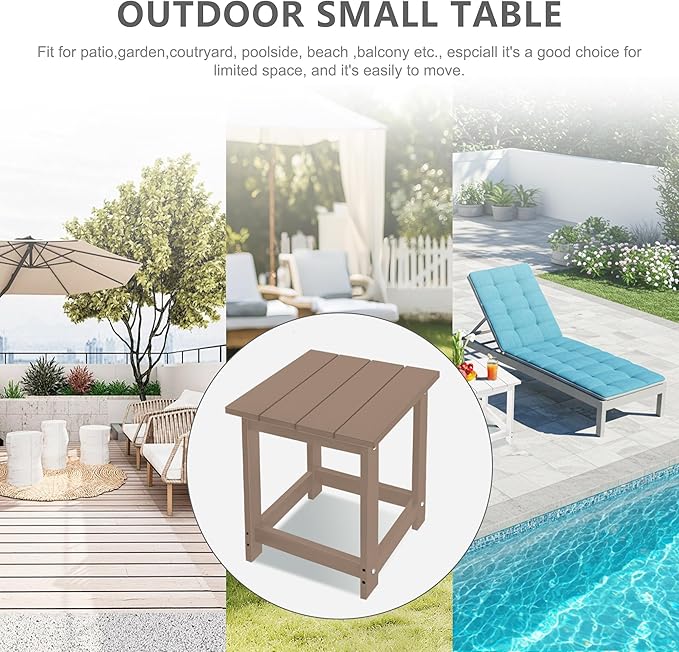 LZRS Adirondack Square Outdoor Side Table for Patio, Pool Composite Patio Table, HDPE End Tables for Backyard, Pool - Photo 7