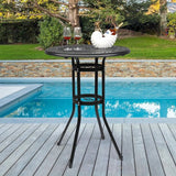 VINGLI Cast Aluminum Bar Height Patio Table with Umbrella Hole - Tall Outdoor Bistro Table, 32" Dia x 41" H (Black) - Photo 7