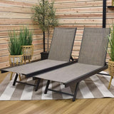 Vivere Set of 2 Aluminum Outdoor Chaise Lounge Chairs, Urban Sun Adjustable Reclining Patio Loungers - Photo 2