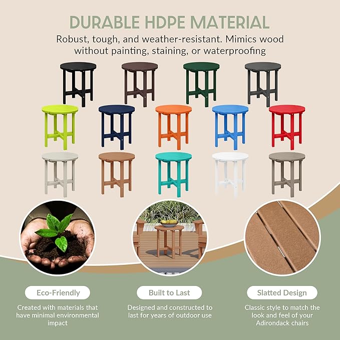WestinTrends Dylan Adirondack Round Outdoor Side Table, Teak - Photo 6