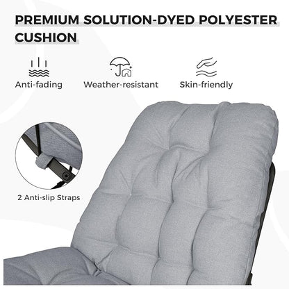 Grand patio Modern Accent Chair, Metal Outdoor Lounge Chair with Soft Cushion,Comfy Papasan Chair for Patio Backyard Porch Deck Bedroom, Weather Resistant and Easy to Maintain, Light Gray