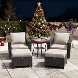 5 Pieces Patio Conversation Furniture Set - Swivel Chairs with Ottomans Set of 2, 1 Side Table - Photo 1