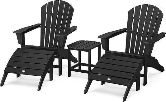 POLYWOOD South Beach 5-Piece Adirondack Chair Set with Side Table & Ottomans