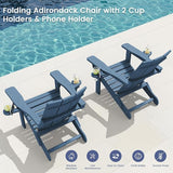 SERWALL Modern Folding Adirondack Chair, All Weather Resistant Outdoor Adirondack Chair with Dual Cup Holders - Photo 4