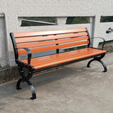 150cm Garden Park Bench with Backrest and Armrest Plastic Wood Garden Bench Porch Chair Weather-Resistant Square Chair - Photo 2
