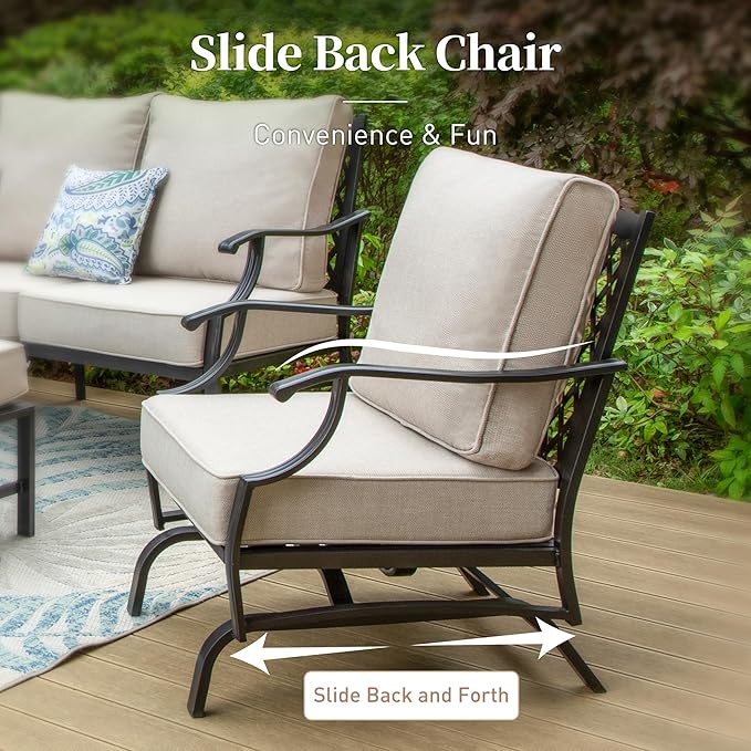 Metal Outdoor Patio Rocker Chairs Set of 2 with 5.75" Extra Thick Cushion - Photo 7