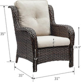 HUMMUH 4 Piece Patio Conversation Furniture Set PE Wicker Rattan Outdoor Loveseat Sofa, Patio Chairs - Photo 6