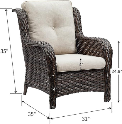 HUMMUH Outdoor Furniture 4 Pieces Patio Furniture Set Wicker Outdoor Sectional Sofa with 2 Patio Chairs,Coffee Table(Grey/Grey)