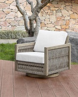 Swivel Patio Chair, Never Rust Aluminum Outdoor Swivel Sofa Chair with Washable Cushions, Rope Weave Patio Sofa Armchair - Photo 5