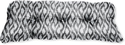 BrylaneHome Tufted Bench Cushion - 45.5" L x 19" W x 3" H- Patio & Outdoor - Water, Stain & Fade Resistant - Black Ikat