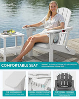 SERWALL Folding Adirondack Chair, Dual Cup Holders & All-Weather HDPE, Wood-Like Patio Chair for Backyard - Photo 5
