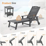 LUE BONA HDPS Chaise Lounge Chairs Set with Table, 3-Piece, Outdoor Pool Lounge Chair with Adjustable Backrest - Photo 7