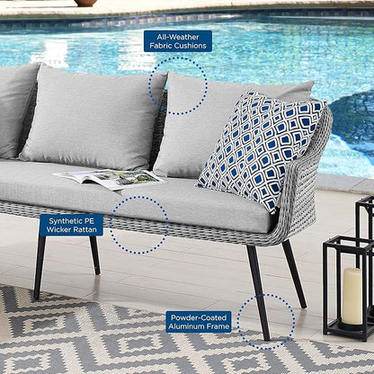 Modway EEI-4658-GRY-GRY Endeavor Patio Sofa, Gray Gray