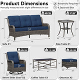 7 Piece Outdoor Wicker Patio Furniture Set, Outdoor Swivel Rocker Patio Chairs Set with Thickened Olefin Cushions - Photo 2