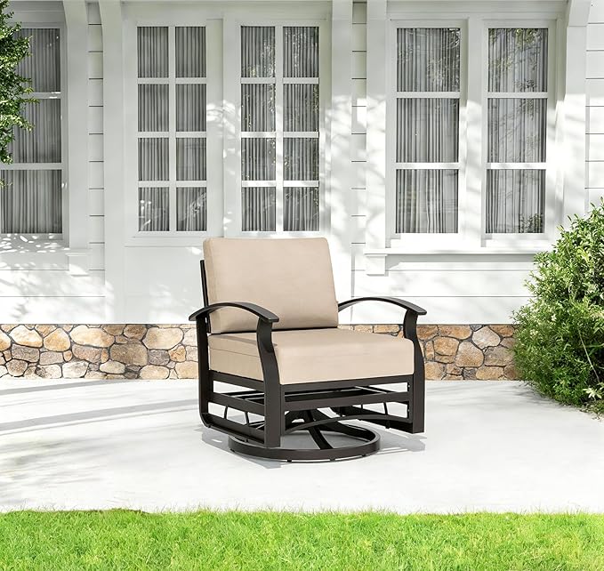 Kurapika 1 Piece Patio Furniture Chair, Outdoor Aluminum Swivel Glider Rocker, Patio Bistro Set Rocking Chair for Porch - Photo 1