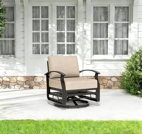Kurapika 1 Piece Patio Furniture Chair, Outdoor Aluminum Swivel Glider Rocker, Patio Bistro Set Rocking Chair for Porch - Photo 1
