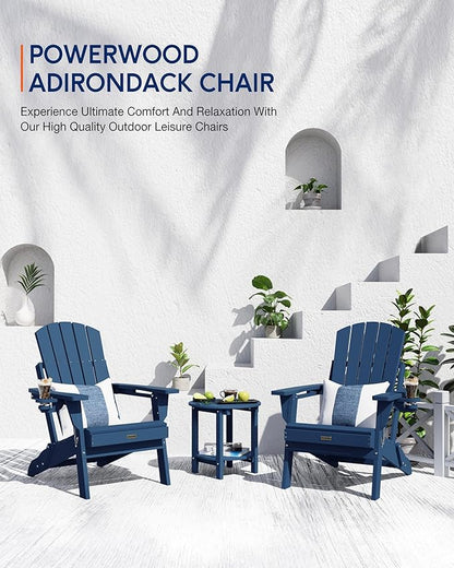 Adirondack Chair Outdoor Patio Backyard: Plastic HDPE Material with Folding - Weatherproof and UV Resistant - Ergonomic Design is Very Suitable for Family Members to Relax and Rest