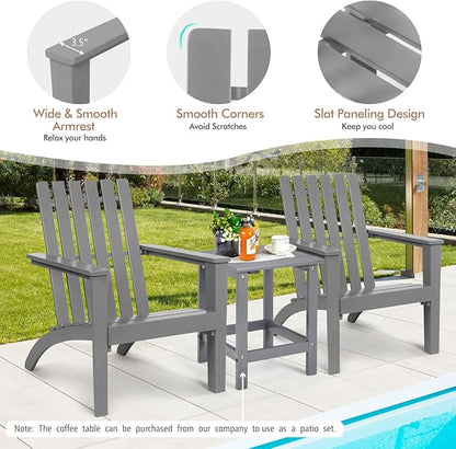 Tangkula Adirondack Chair Acacia Wood Outdoor Armchairs, Weather Resistant for Patio Garden Backyard Deck Fire Pit, Lawn Porch Furniture & Lawn Seating, Campfire Chairs, Adirondack Lounger (2, Grey)
