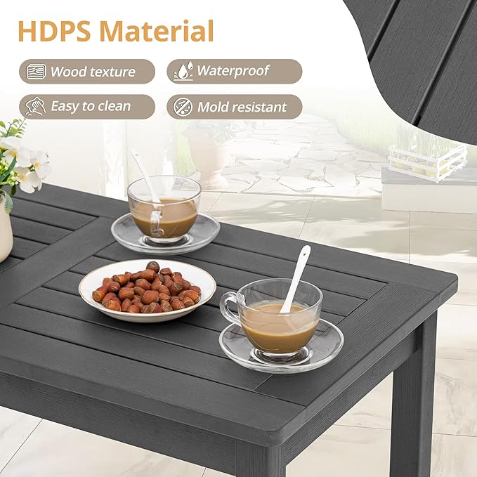 LUE BONA Outdoor Coffee Table Rectangle, 42.5" HDPS Patio Coffee Tables for Outside - Photo 5