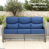 Swivel Patio Chairs sofa Set of 4 with 6" Thick Cushion - Wicker Outdoor Swivel Rocker Patio Chair ,Sofa/Glass coffee - Photo 2