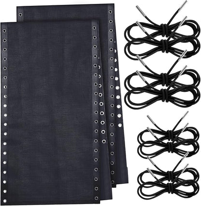 Queekay 2 Pcs Gravity Chair Replacement Fabric with 8 Bungee Cord Lounge Chair Cloth Mesh Patio Chair Repair Kit for Patio Recliner Outdoor Lawn Pool Beach Sling Chair(Black, 63" x 17")