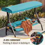 3 in 1 Outdoor Porch Swing with Adjustable Canopy, 3 Seat Outdoor Swing for Adults - Photo 3